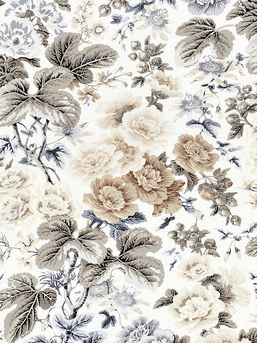 Grey Floral Chinz Fabric Swatch