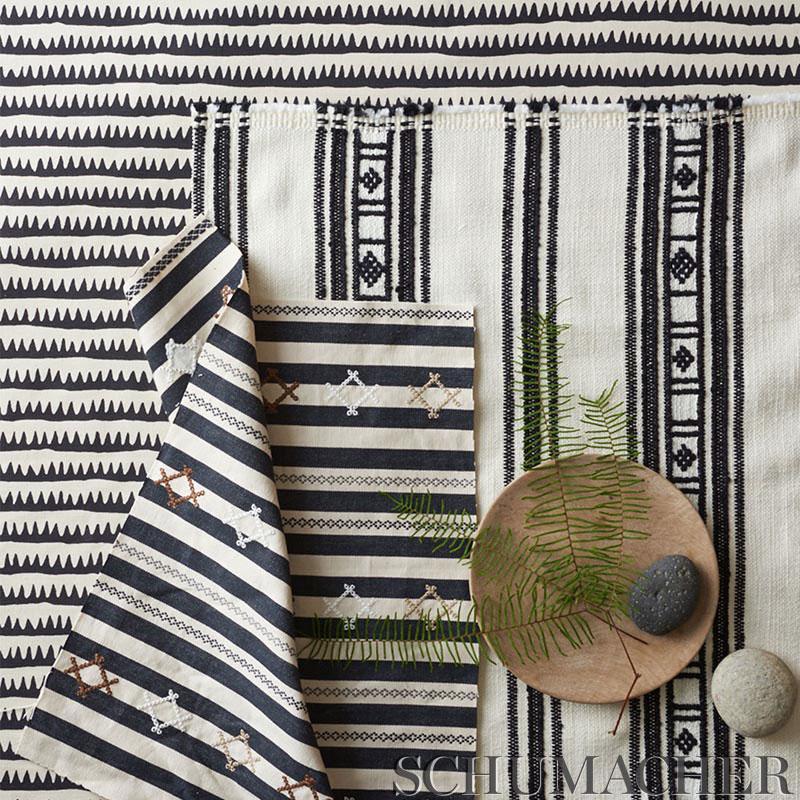 Schumacher Rhodes Stripe Navy Fabric