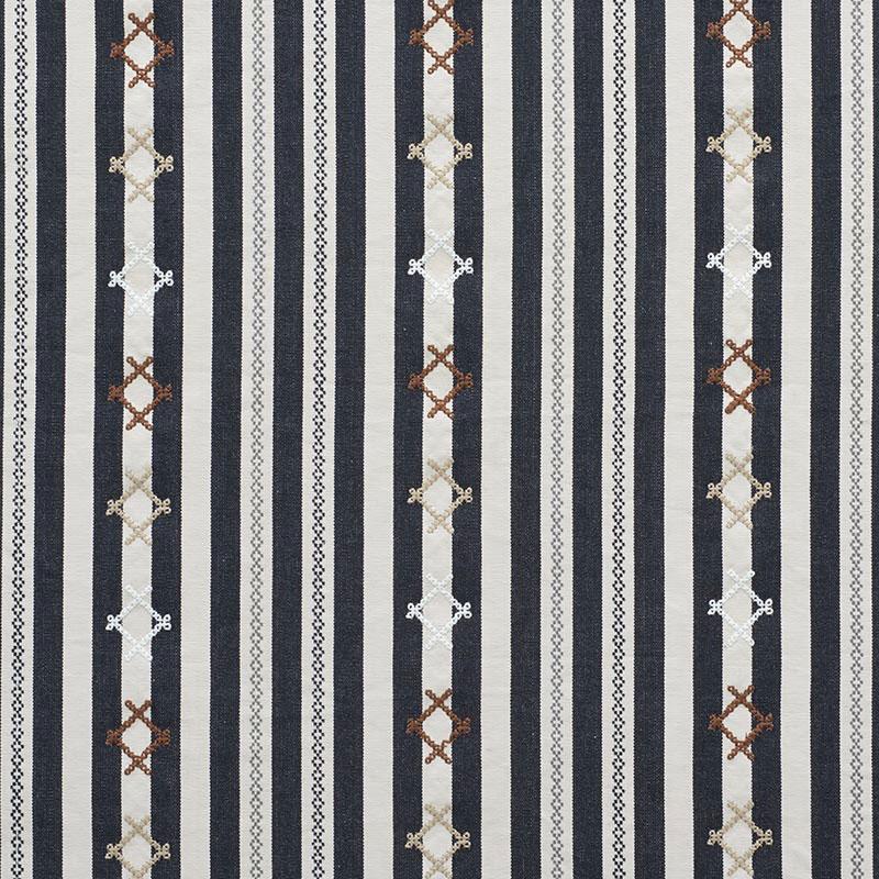 Schumacher Rhodes Stripe Black Fabric