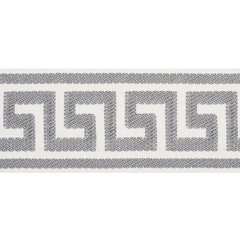 Schumacher Etienne Silk Greek Key Wide Grey Trim