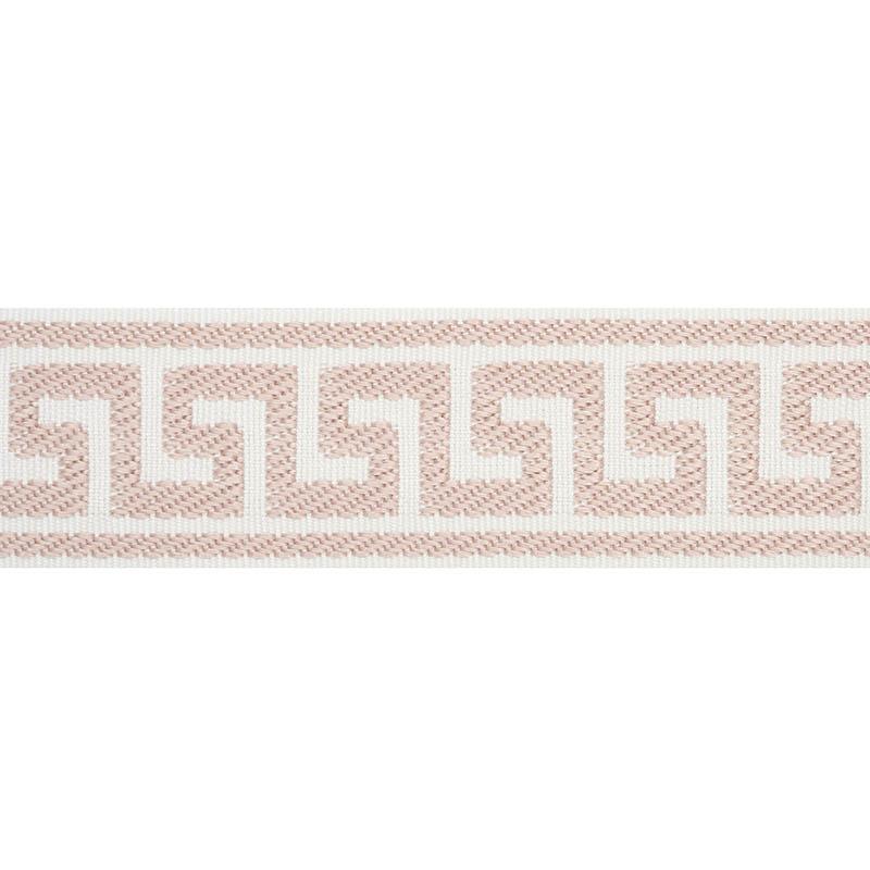 Schumacher Etienne Silk Greek Key Narrow Blush Trim