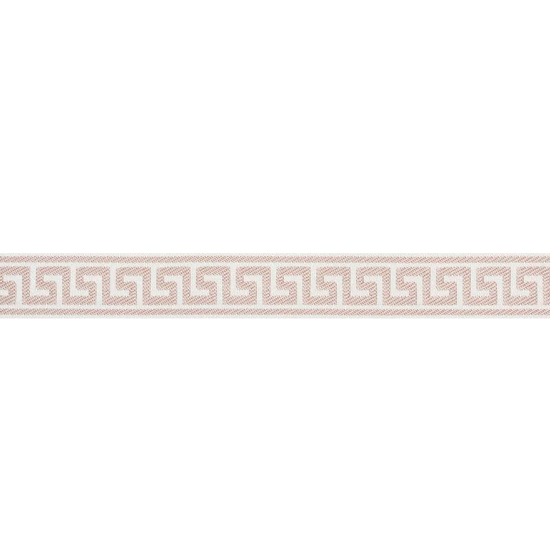 Schumacher Etienne Silk Greek Key Narrow Blush Trim