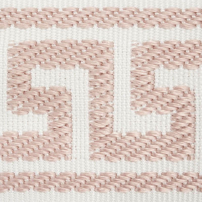 Schumacher Etienne Silk Greek Key Narrow Blush Trim