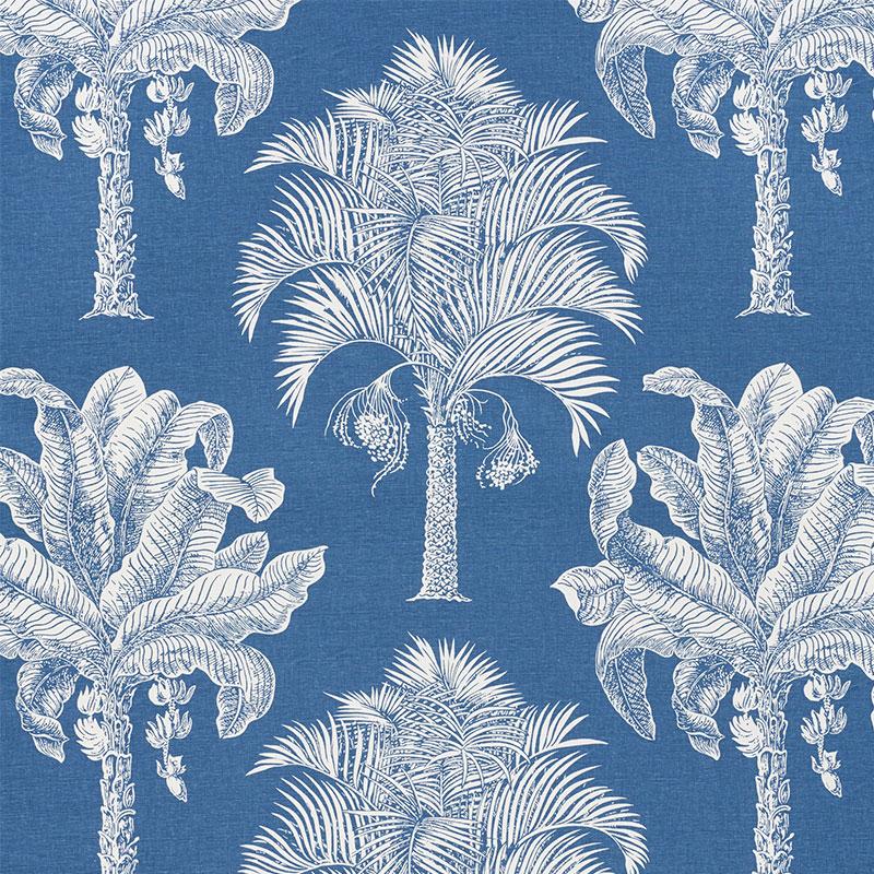 Schumacher Grand Palms Blue Fabric