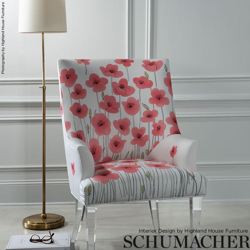 Schumacher Wild Poppies Panel Pink Fabric