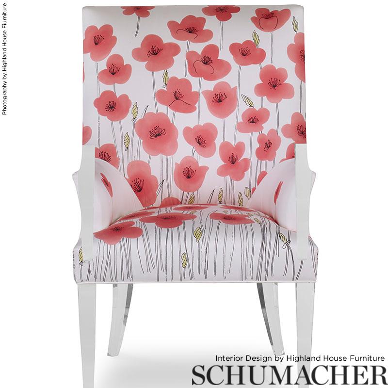 Schumacher Wild Poppies Panel Pink Fabric