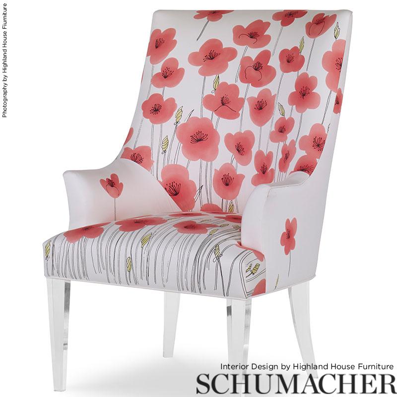 Schumacher Wild Poppies Panel Pink Fabric