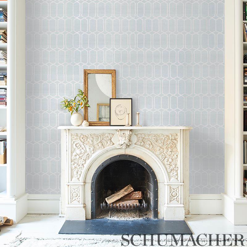 Schumacher Modern Trellis Sisal Charcoal Wallpaper