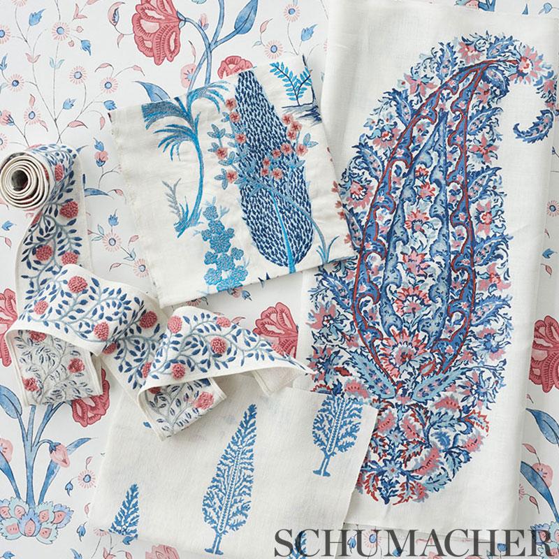 Schumacher Juniper Block Print Blue Fabric