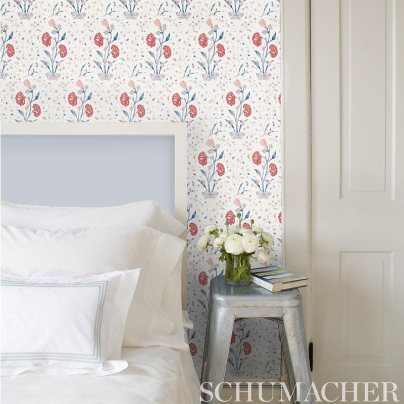 Schumacher Khilana Floral Pink Wallpaper