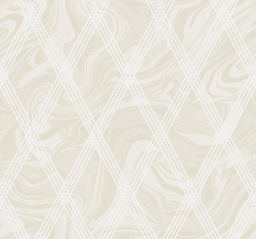 Seabrook Marble Diamond Geometric Beige Wallpaper