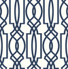 Seabrook Navy Deco Lattice Navy & White Wallpaper