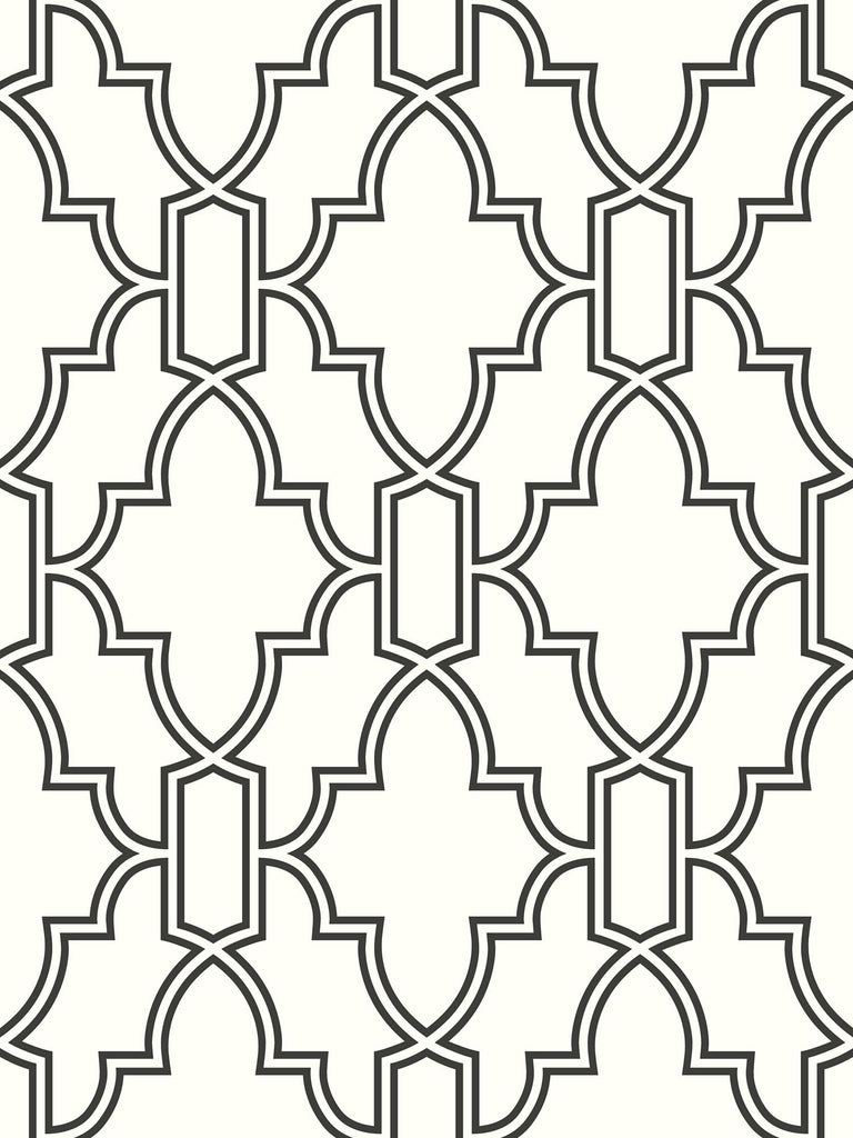 Seabrook Black and White Tile Trellis Black & White Wallpaper