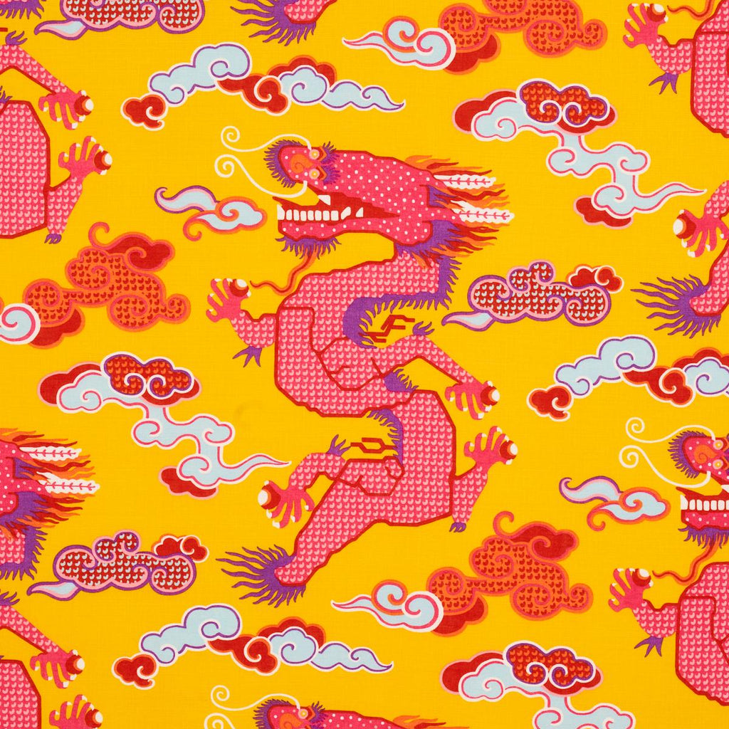 Schumacher Magical Ming Dragon Yellow Fabric