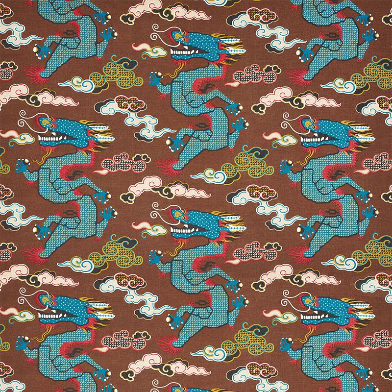 Schumacher Magical Ming Dragon Brown Fabric