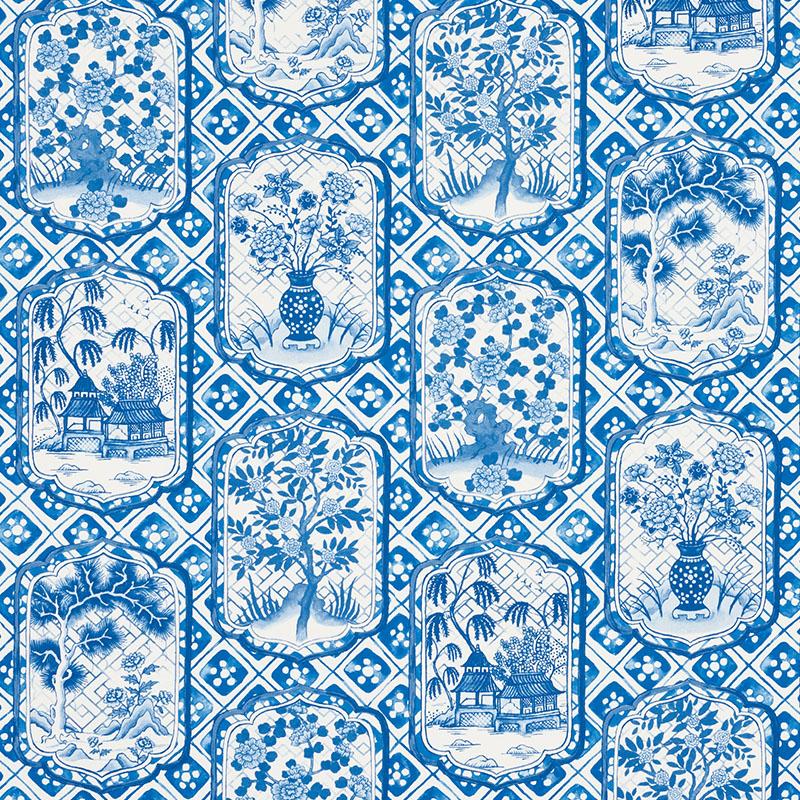 Schumacher Ting Ting Blue Fabric