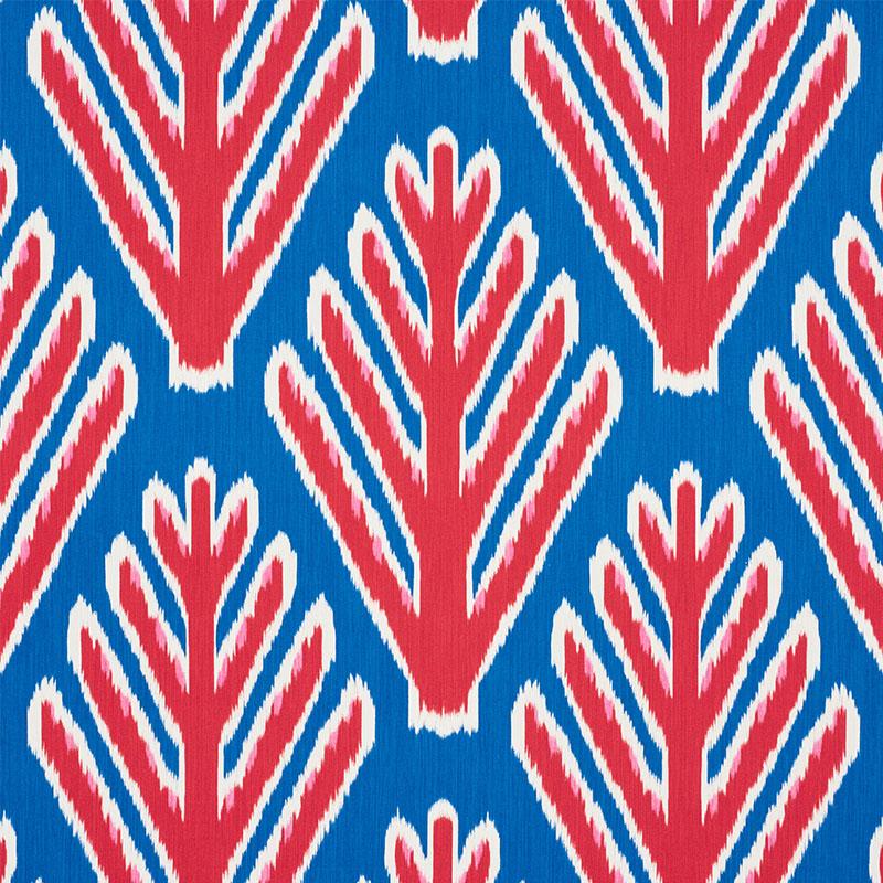 Schumacher Bodhi Tree Blue & Red Fabric