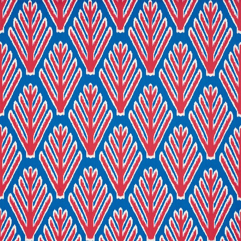 Schumacher Bodhi Tree Blue & Red Fabric