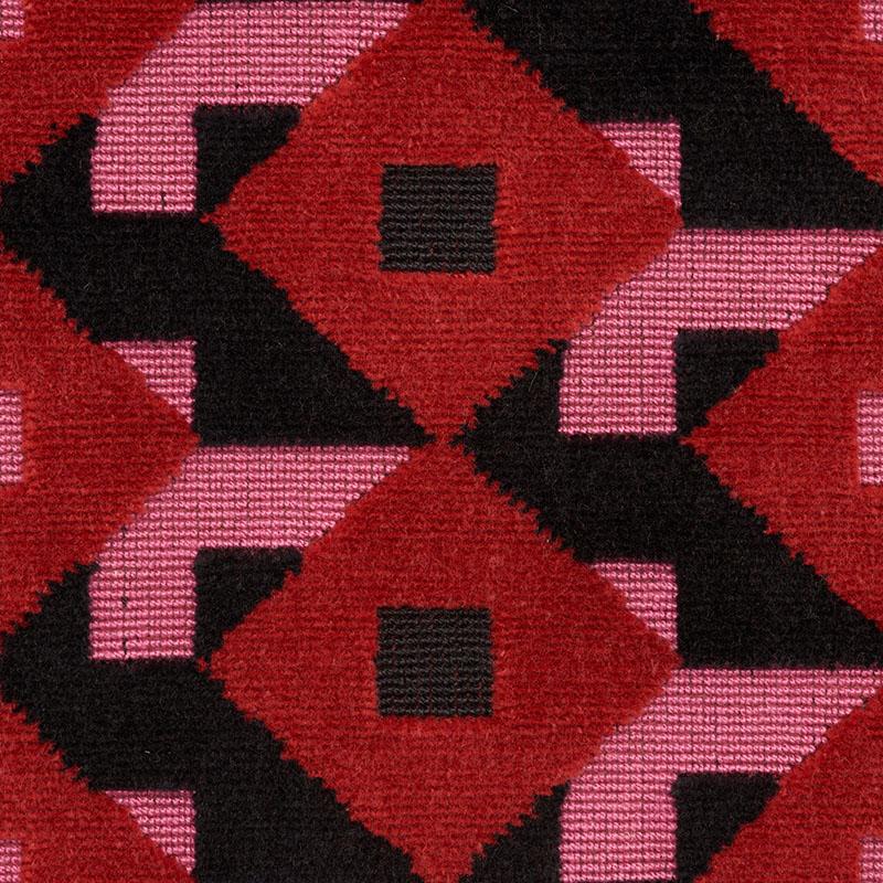 Schumacher Dazzle Ship Velvet Pink & Black Fabric