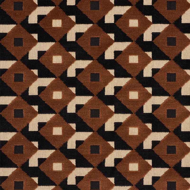 Schumacher Dazzle Ship Velvet Brown & Black Fabric