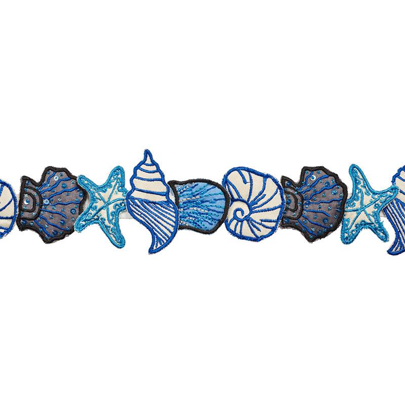 Schumacher Sea Treasures Tape Blue Trim