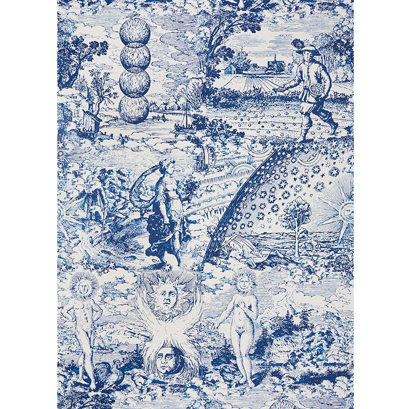 Schumacher Modern Toile Indigo Wallpaper