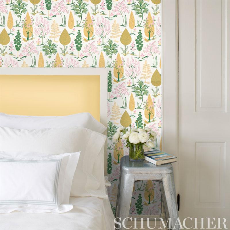 Schumacher Pandora Onyx & Jade Wallpaper