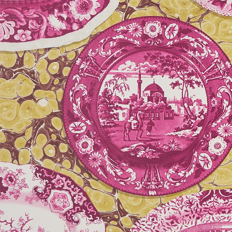 Schumacher Plates & Platters Magenta & Yellow Wallpaper