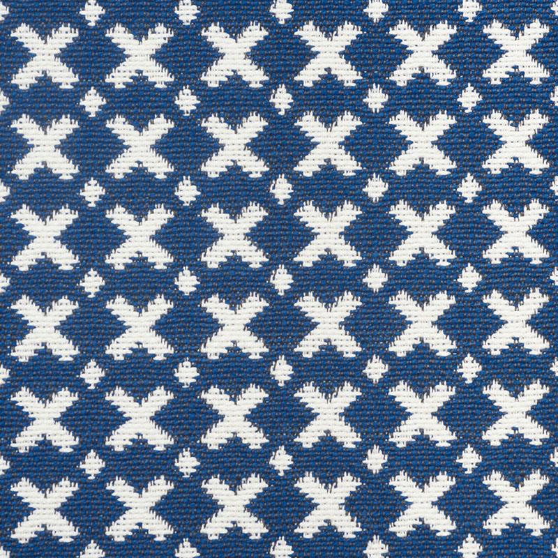 Schumacher Elias Blue & Ivory Fabric