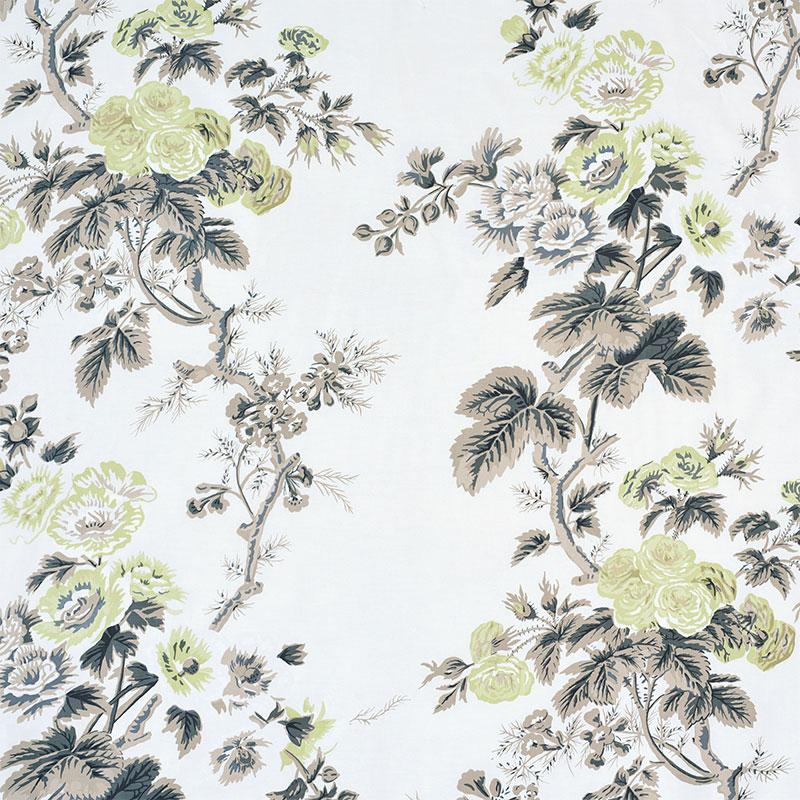 Schumacher Pyne Hollyhock Green Tea Fabric