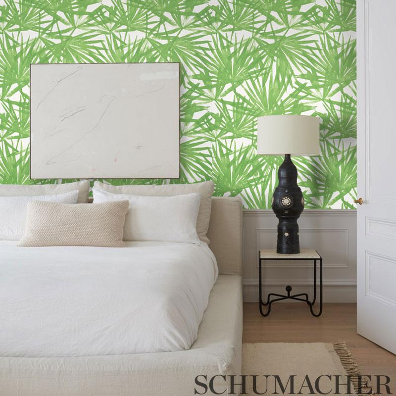 Schumacher Sunlit Palm Green Wallpaper