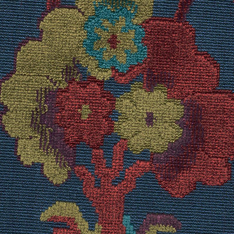 Schumacher Jennie Velvet Blue & Red Fabric