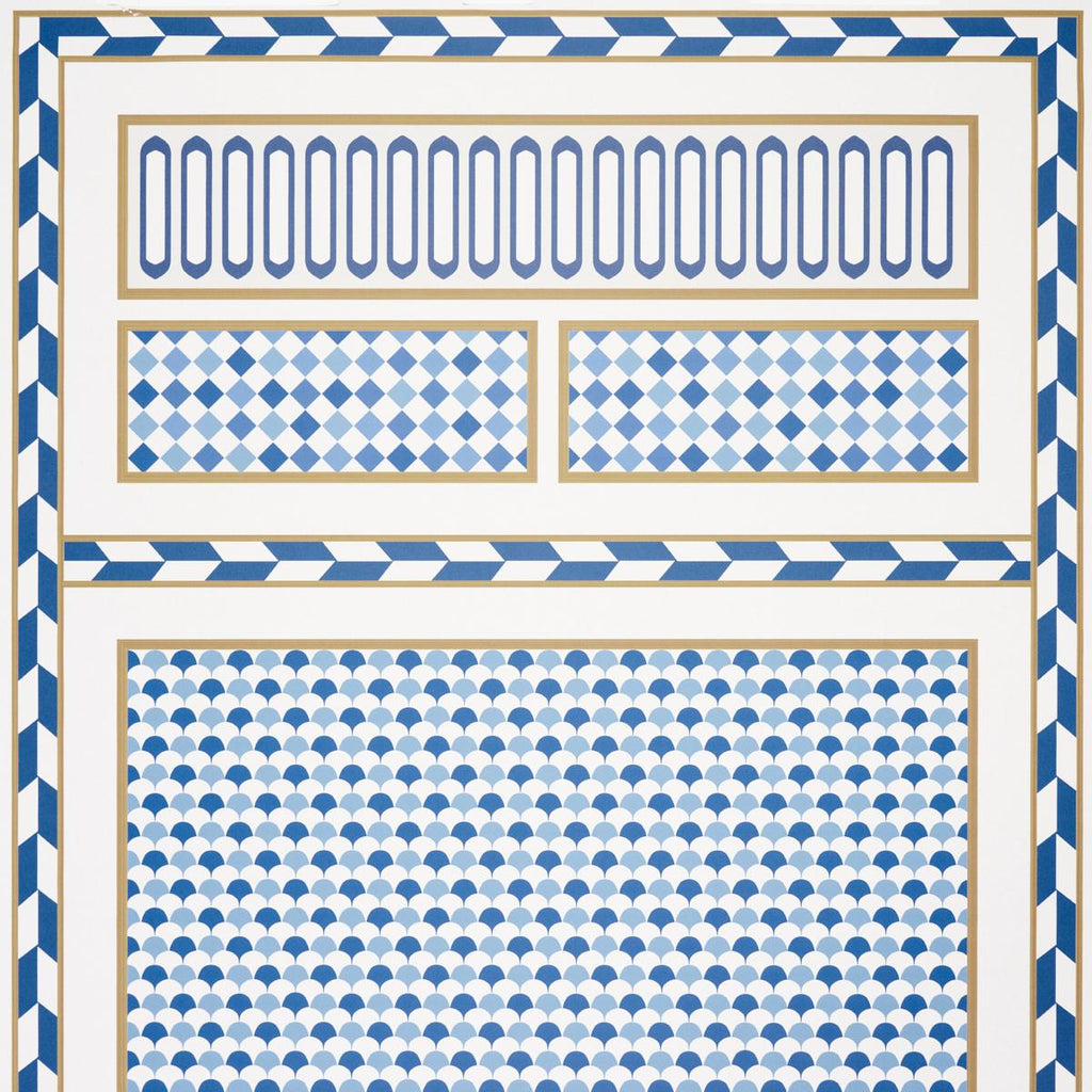 Schumacher Robinchon Panel A Blue Wallpaper