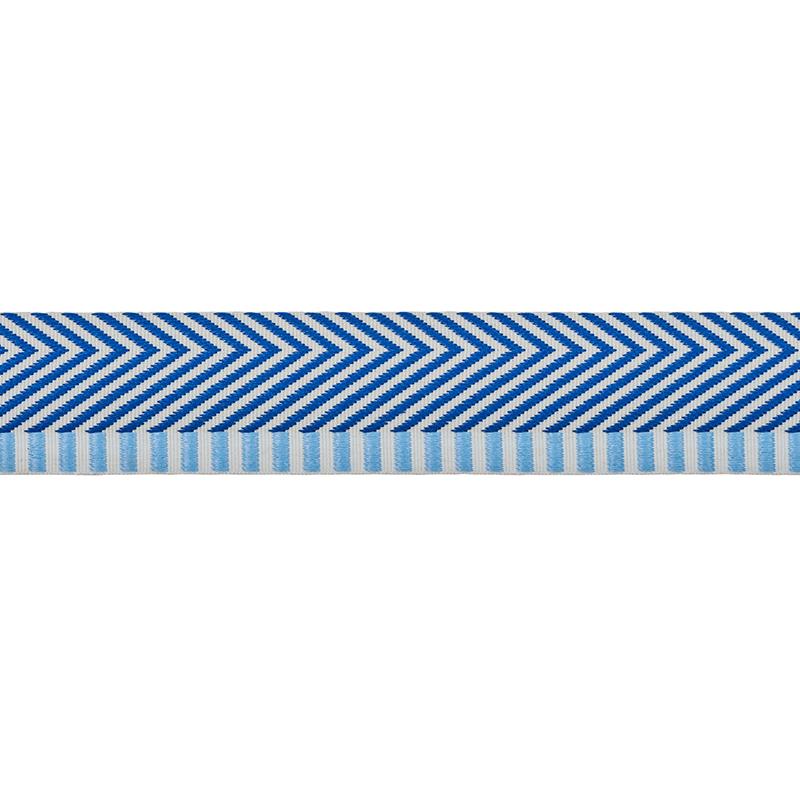 Schumacher Chevron Twill Tape Blue Trim