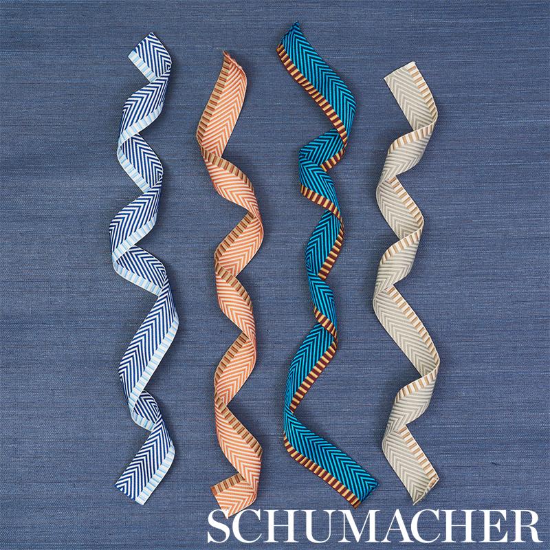 Schumacher Chevron Twill Tape Blue Trim