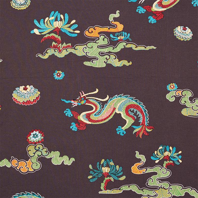 Schumacher Hanlun Dragon Embroidery Charcoal Fabric – DecoratorsBest