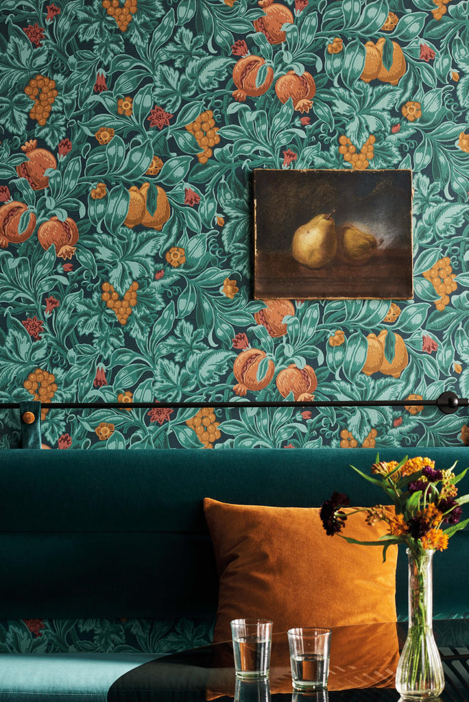 Cole & Son VINES OF POMONA ORAN/TEAL Wallpaper