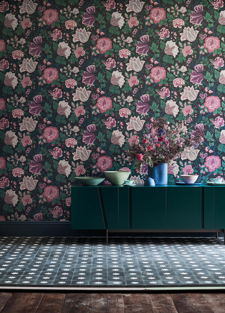 Cole & Son MIDSUMMER BLOOM MULB/TEAL Wallpaper