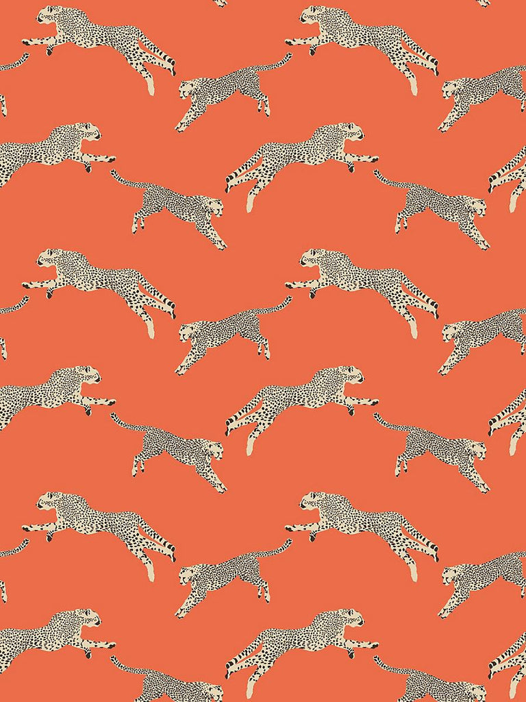 Scalamandre Leaping Cheetah Clementine Wallpaper