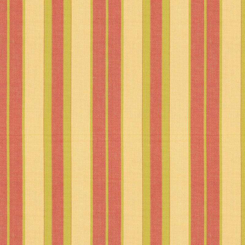 Schumacher Beacon Cotton Stripe Maize/Pear/Coral Fabric