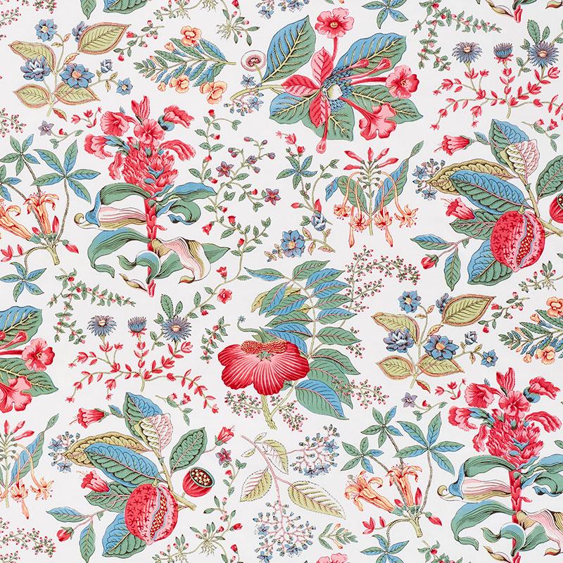 Schumacher Pomegranate Botanical Document Fabric