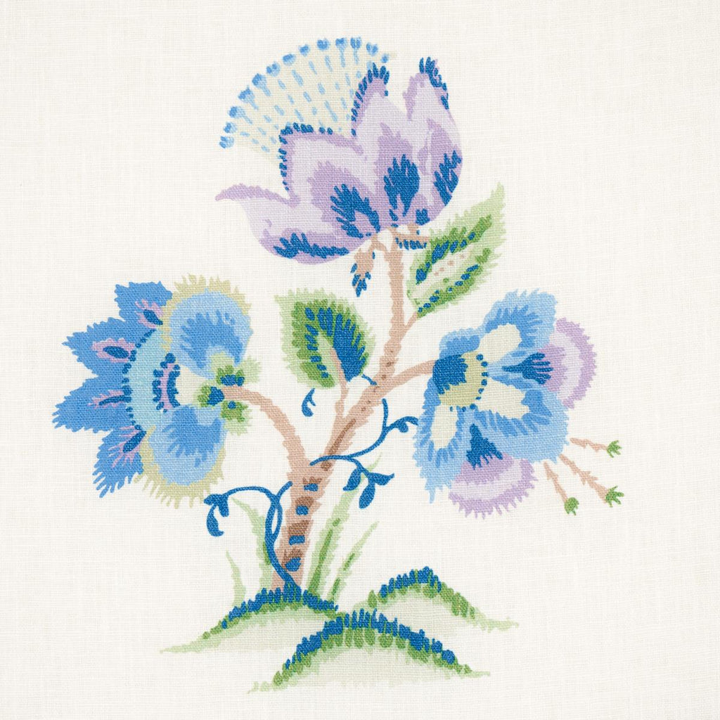 Schumacher Ashford Linen Cornflower And Lilac Fabric