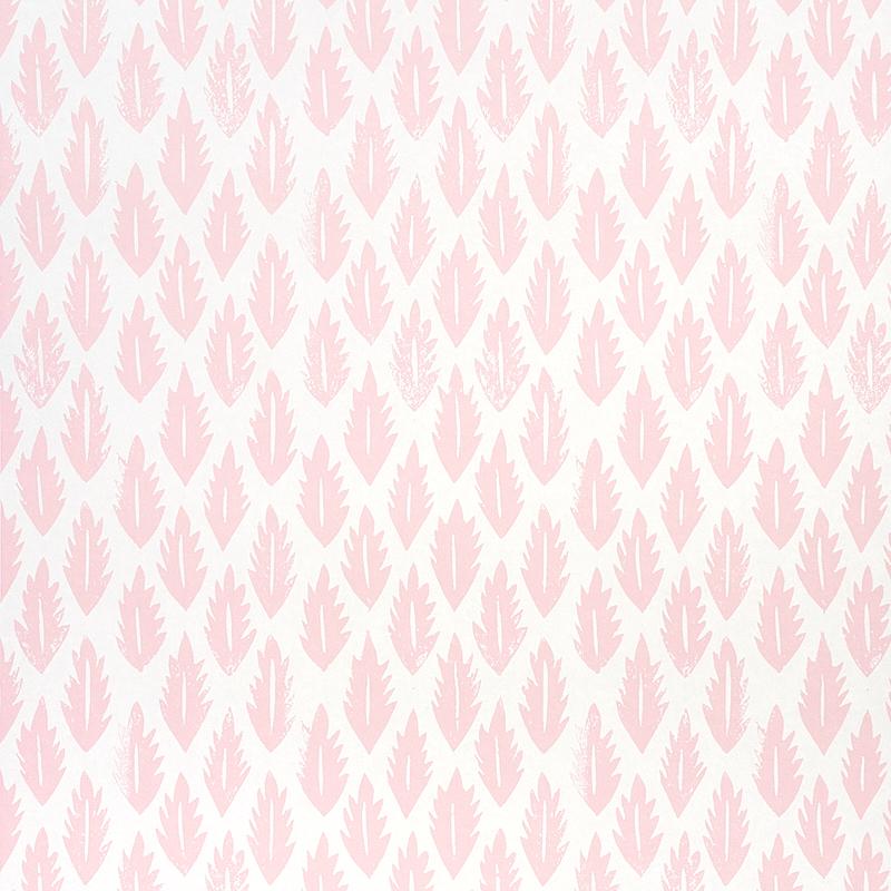 Schumacher Leaf Pink Wallpaper