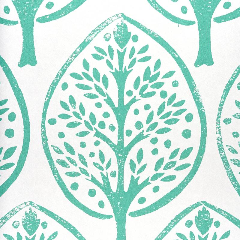 Schumacher Tree Seaglass Wallpaper