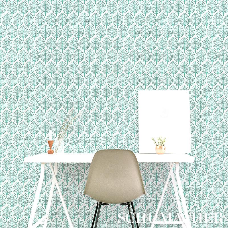 Schumacher Tree Pink Wallpaper