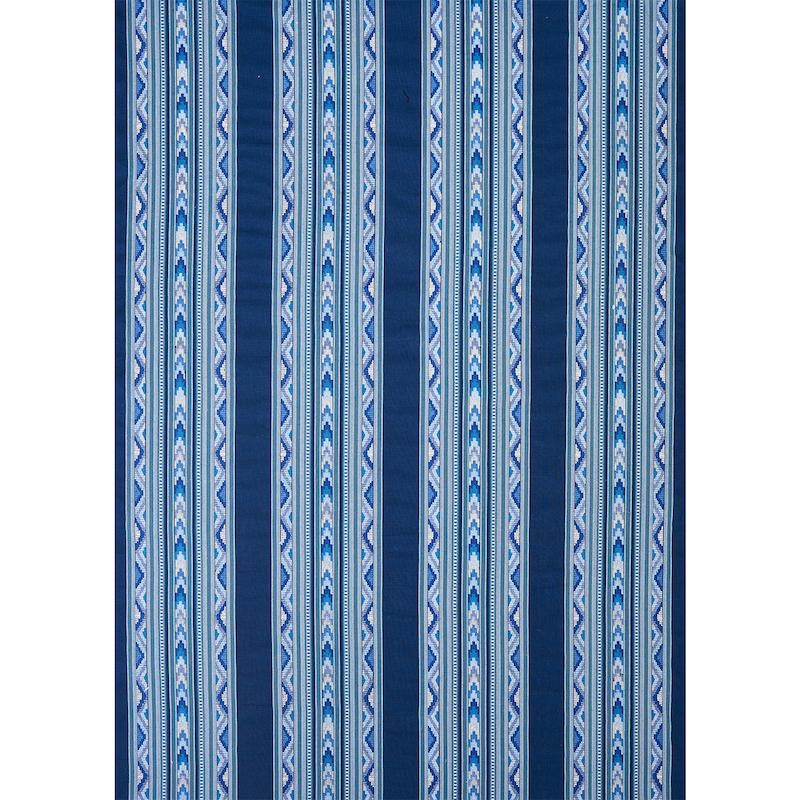 Schumacher Zarzuela Stripe Embroidery Indigo Fabric