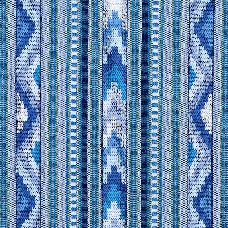 Schumacher Zarzuela Stripe Embroidery Indigo Fabric