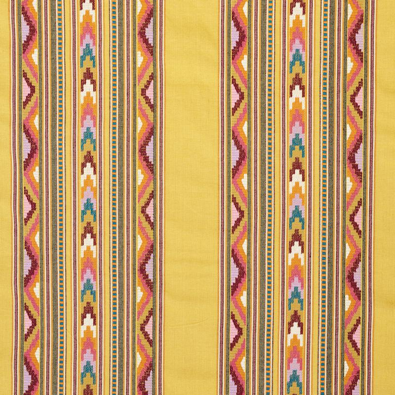 Schumacher Zarzuela Stripe Embroidery Saffron Fabric