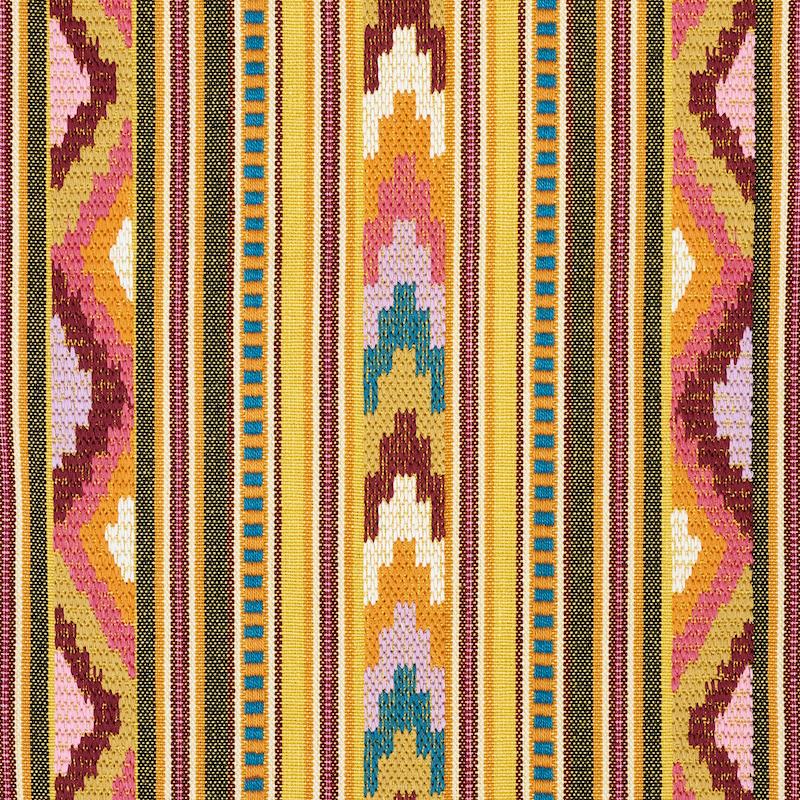 Schumacher Zarzuela Stripe Embroidery Saffron Fabric