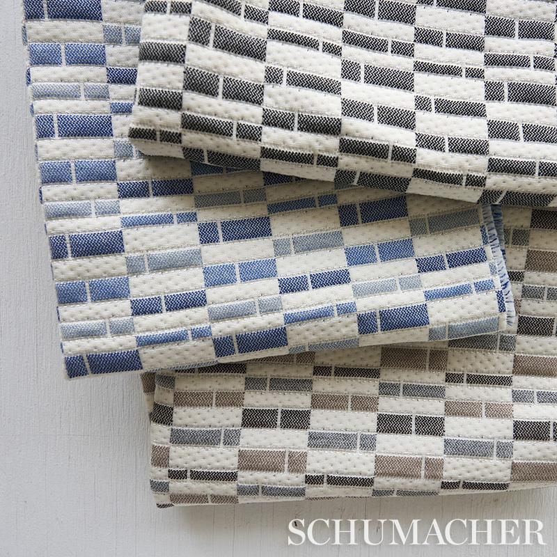 Schumacher Ashcroft Matelass Indoor/Outdoor Blue Fabric